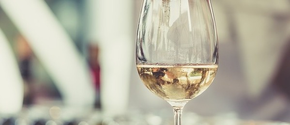 Sklenice bílého vína z vinařství Šamšula
